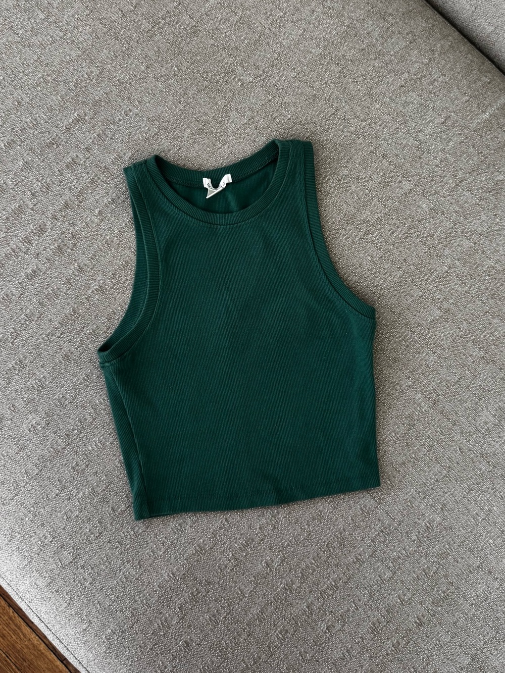 Bozzolo Forest Green Ribbed Cropped Tank